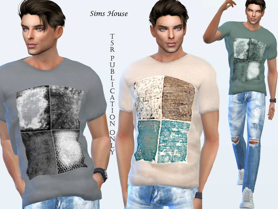 The Sims Resource - Men's t-shirt with print four colors