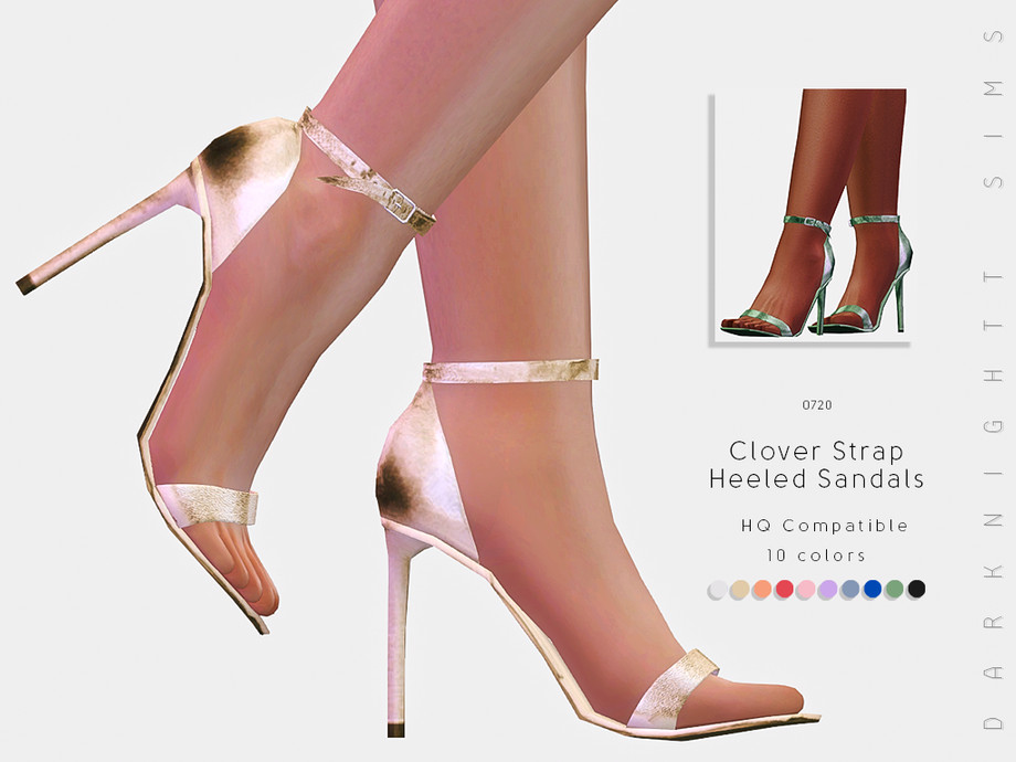 The Sims Resource - Clover Strap Heeled Sandals