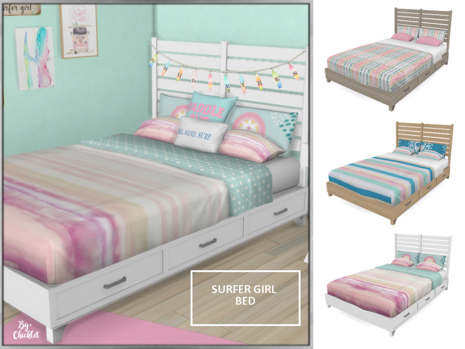 The Sims Resource - Surfer Girl Double Bed