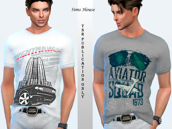 The Sims Resource - Men's T-shirt with car print