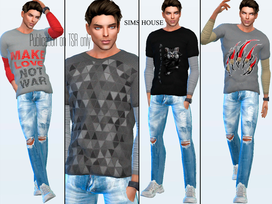 The Sims Resource - Men's Long Sleeve T-shirt Print