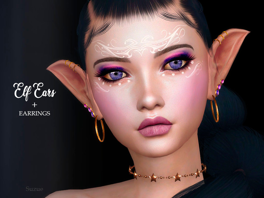 The Sims Resource - Elf Ears + Earrings