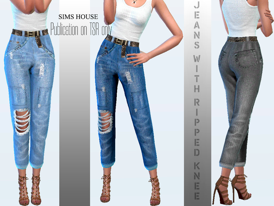The Sims Resource - Jeans with ripped knee