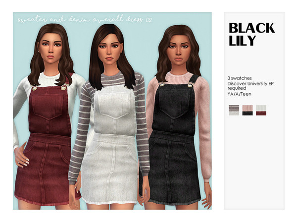 The Sims Resource - Sweater & Denim Overall Dress 02