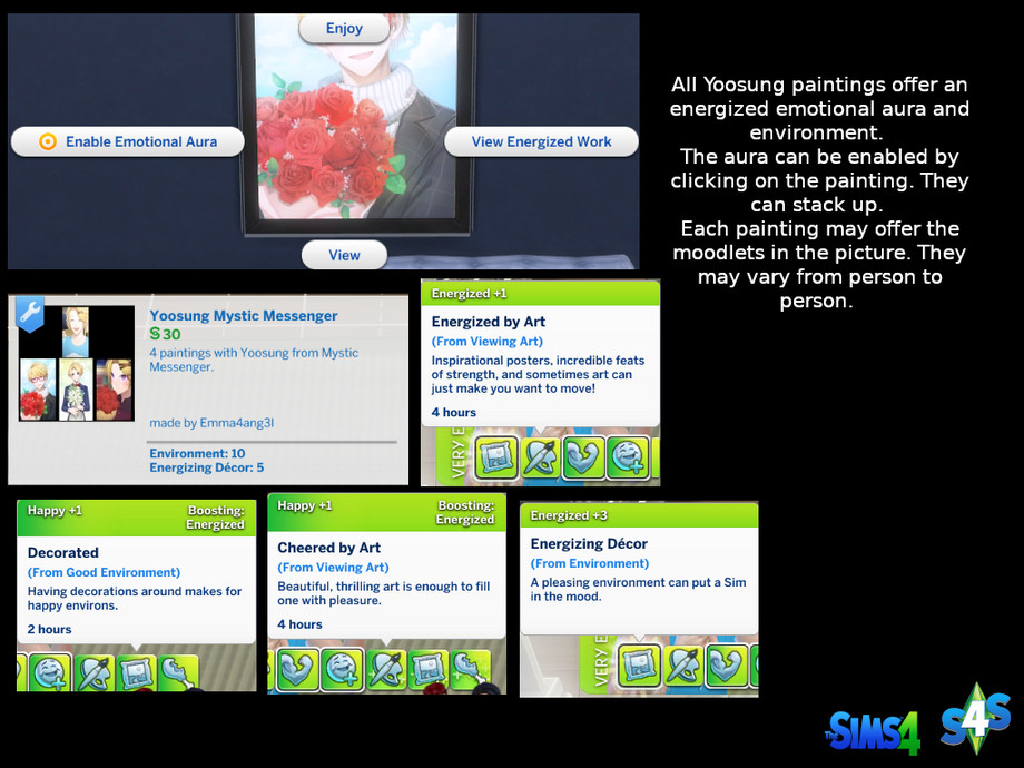 The Sims Resource - Yoosung Mystic Messenger paintings with emotional aura