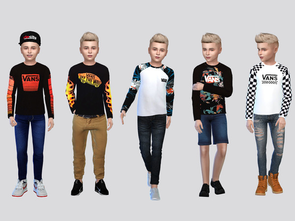 The Sims Resource - VANS Longsleeve Shirt Kids