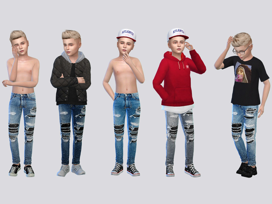 The Sims Resource - Repar Distressed Jeans Kids