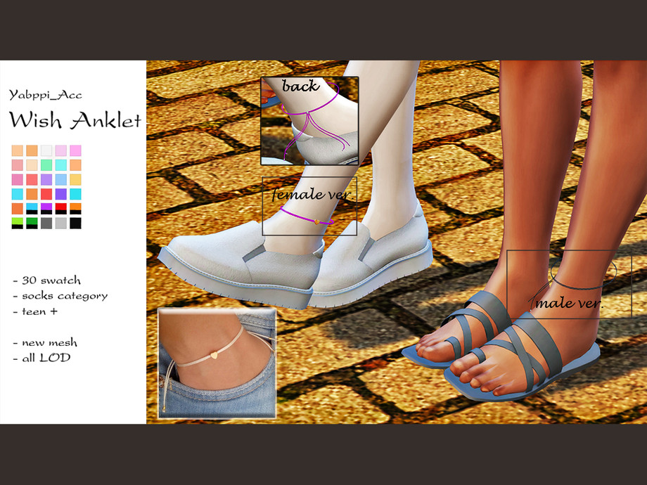 The Sims Resource - Yabppi_Acc_Wish Anklet