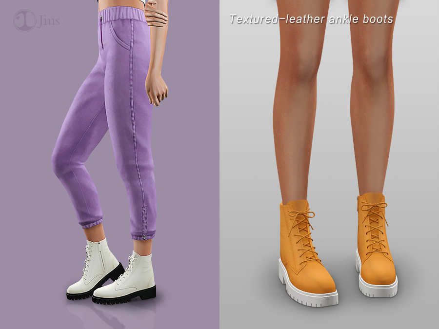 The Sims Resource - Jius-Textured-leather ankle boots