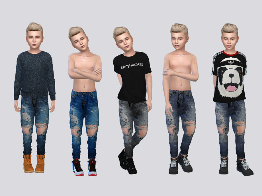 The Sims Resource - Ibisa Distressed Jeans Boys