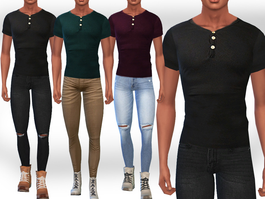 The Sims Resource - Male Sims Fit Button Tees