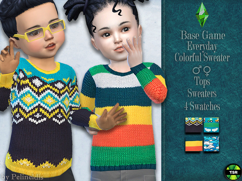 The Sims Resource Toddler Colorful Sweater