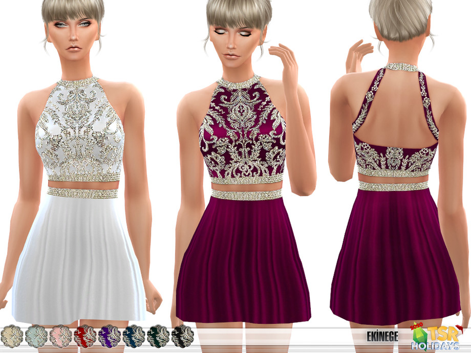 The Sims Resource - Holiday Wonderland - High Neck Two-Piece Dress