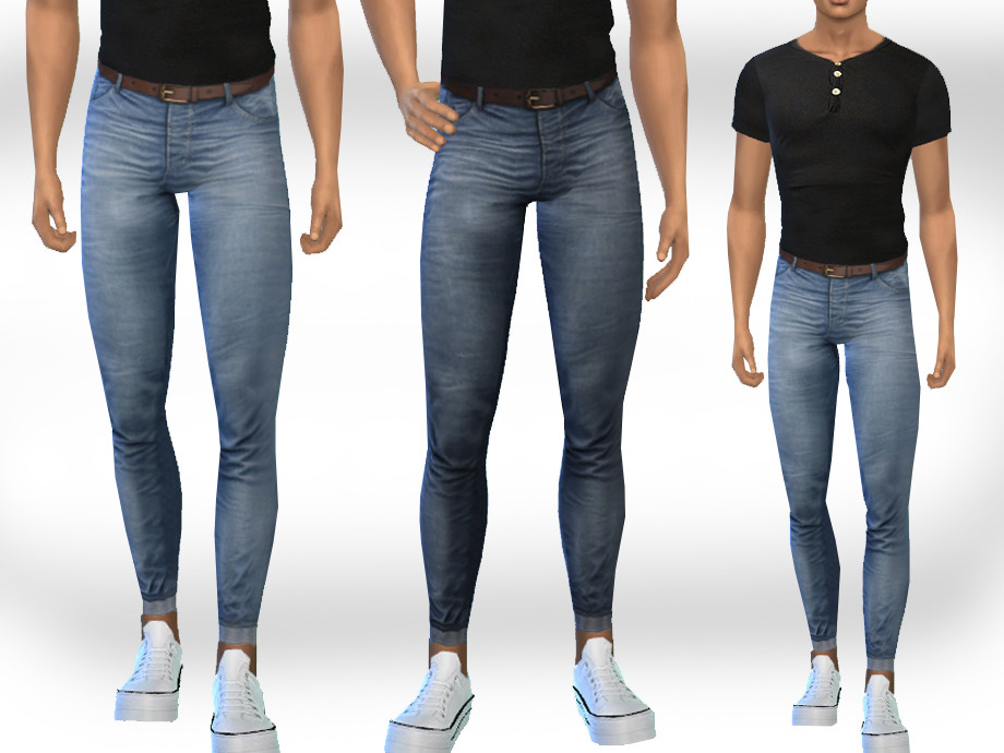 The Sims Resource - Male Sims Skinny Fit Jeans with Belt