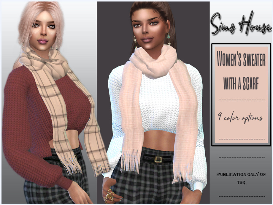 The Sims Resource - Women's sweater with a scarf
