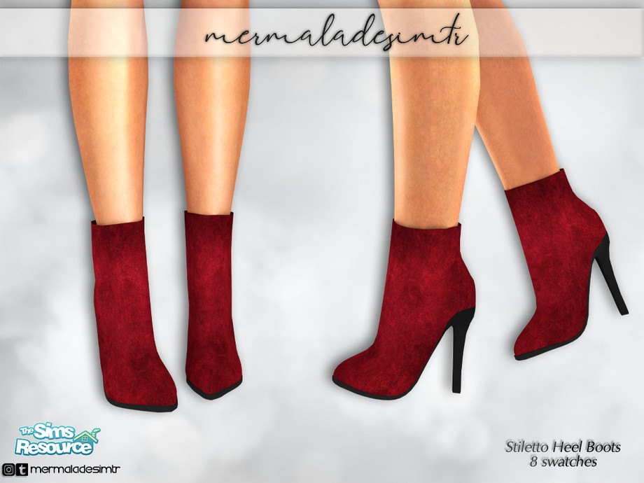 The Sims Resource - Suede Stiletto Heels Boots S02