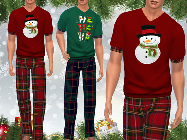 The Sims Resource - Male Sims Xmas Plaid Pajamas