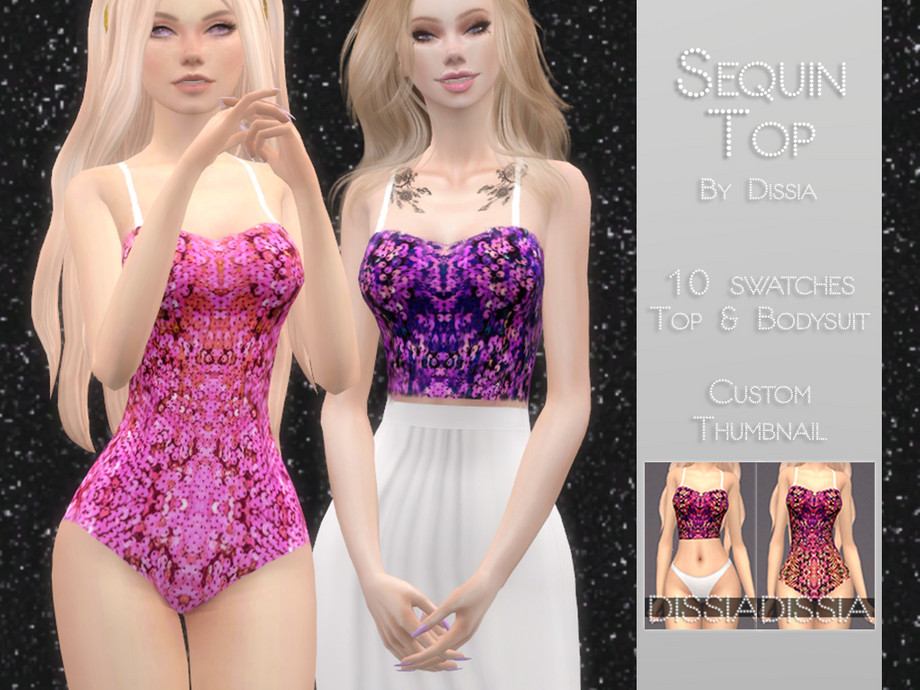 The Sims Resource - Sequin Top and Bodysuit