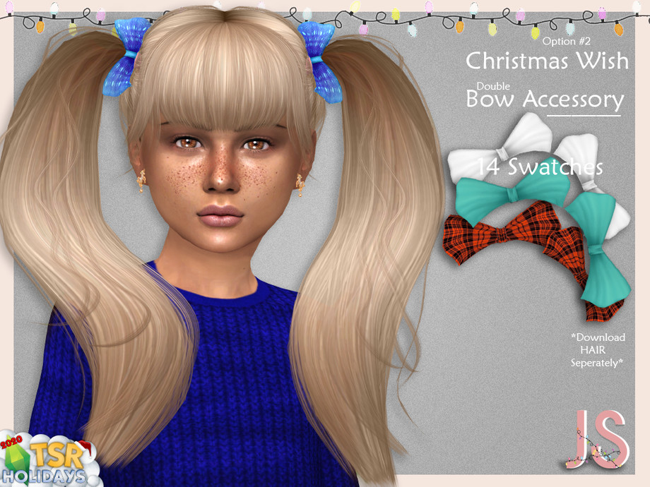 The Sims Resource - Holiday Wonderland- Christmas Wish Hair Bow Accessory (2 )