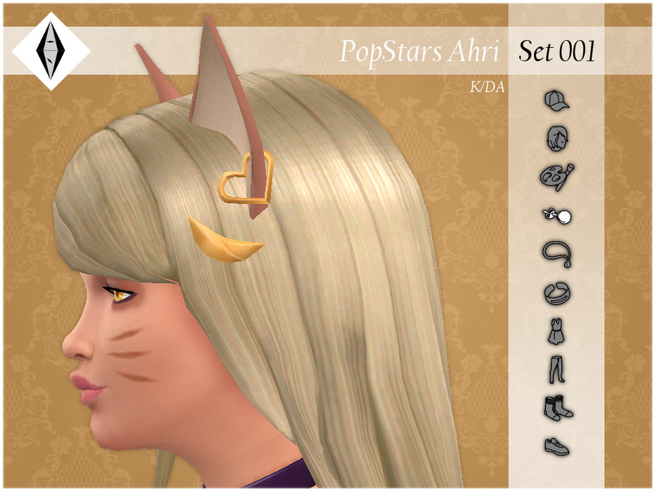 The Sims Resource - K/DA PopStars Ahri - Set001 - Earrings - Earring Clip