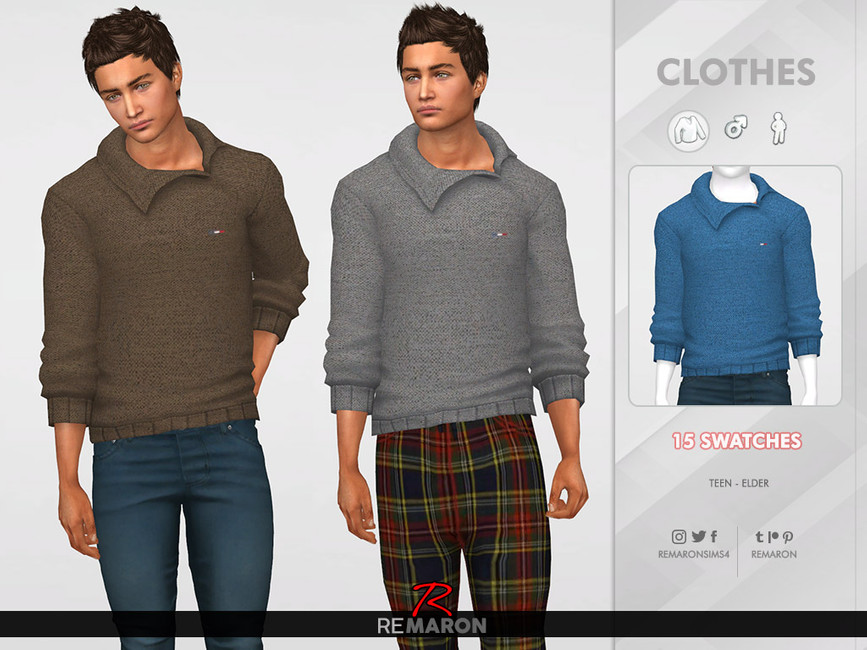 The Sims Resource - Winter Sweater for Men 01