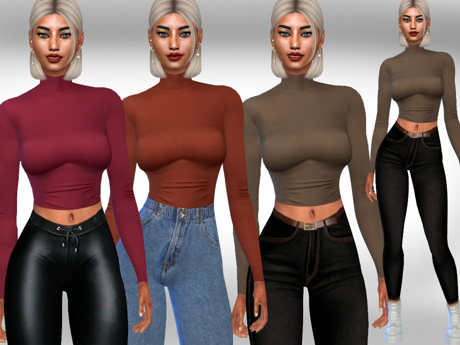 The Sims Resource - Female Long Sleeve 9 Colours Tops