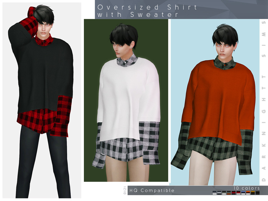 The Sims Resource - Oversized Shirt with Sweater