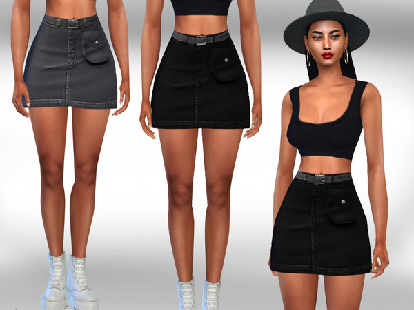 The Sims Resource - Front Pocket Denim Skirt