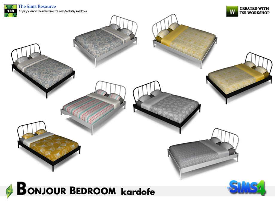 The Sims Resource - kardofe_Bonjour Bedroom_Bed