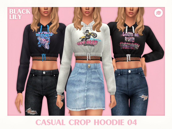 The Sims Resource - Casual Crop Hoodie 04