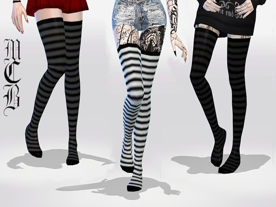 The Sims Resource - Long Striped Over Knee Socks