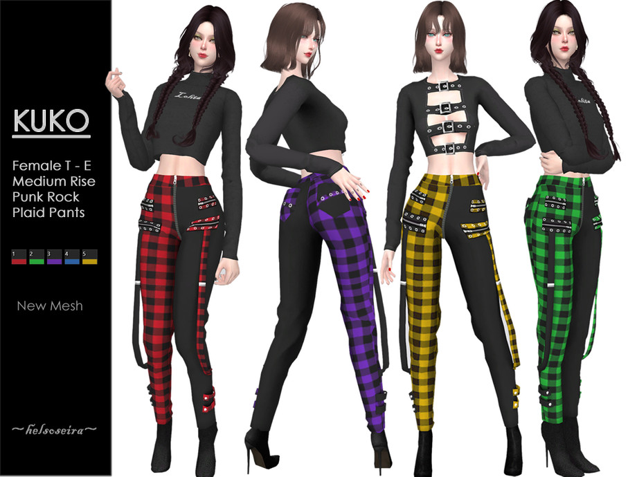 The Sims Resource - KUKO - Punk Plaid Pants