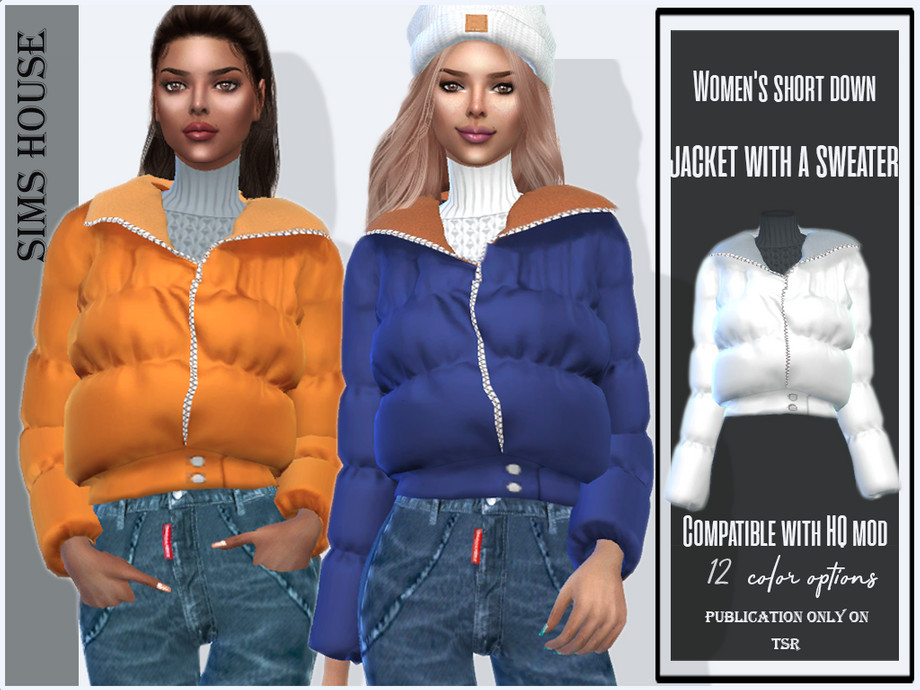 The Sims Resource - Women's short down jacket with a sweater