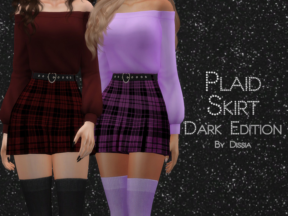 The Sims Resource - Plaid Skirt Dark Edition