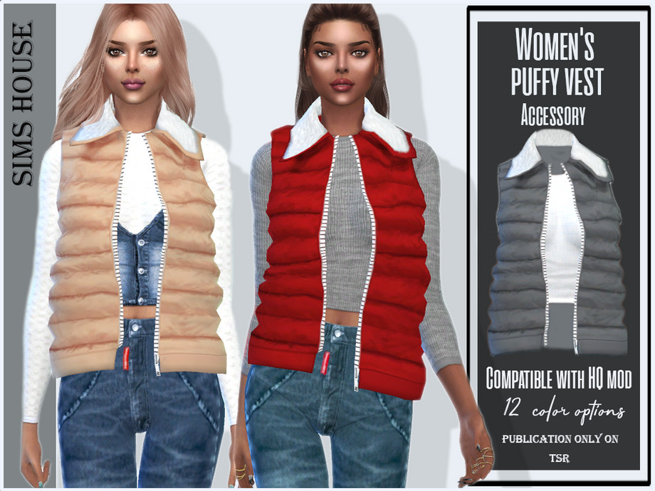 The Sims Resource - Women's puffy vest (Accessory)
