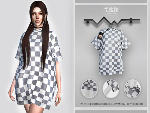 The Sims Resource - White Checkerboard Dress BD424