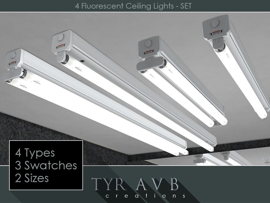 The Sims Resource - 4 Florescent Ceiling Lights - SET