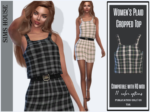 The Sims Resource - Women's Plaid Cropped Top