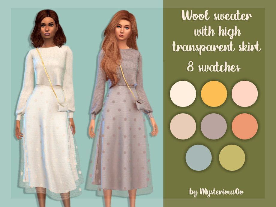 The Sims Resource - Wool sweater with high transparent skirt