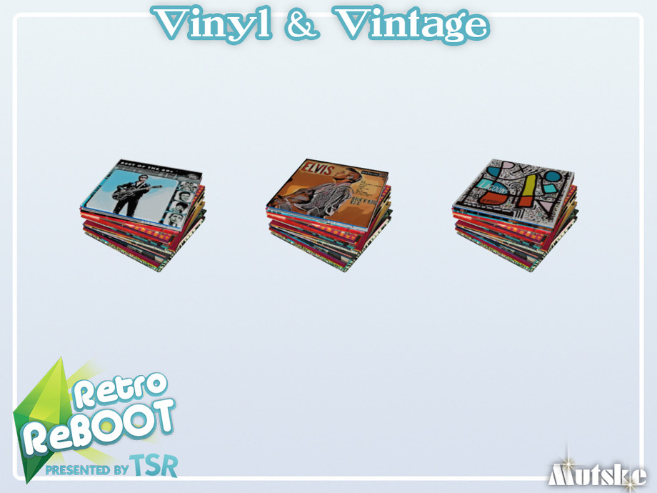 The Sims Resource - Retro ReBOOT Vinyl Stack of Records