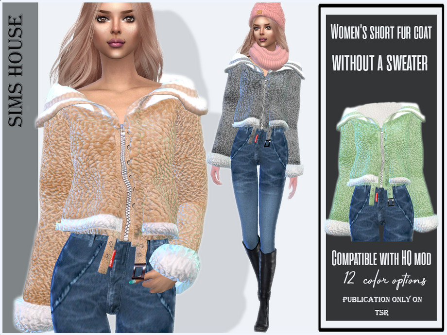 The Sims Resource - Women's short fur coat without a sweater