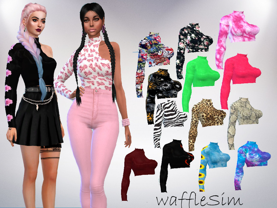 The Sims Resource - Wafflesim One Sleeve Blouse