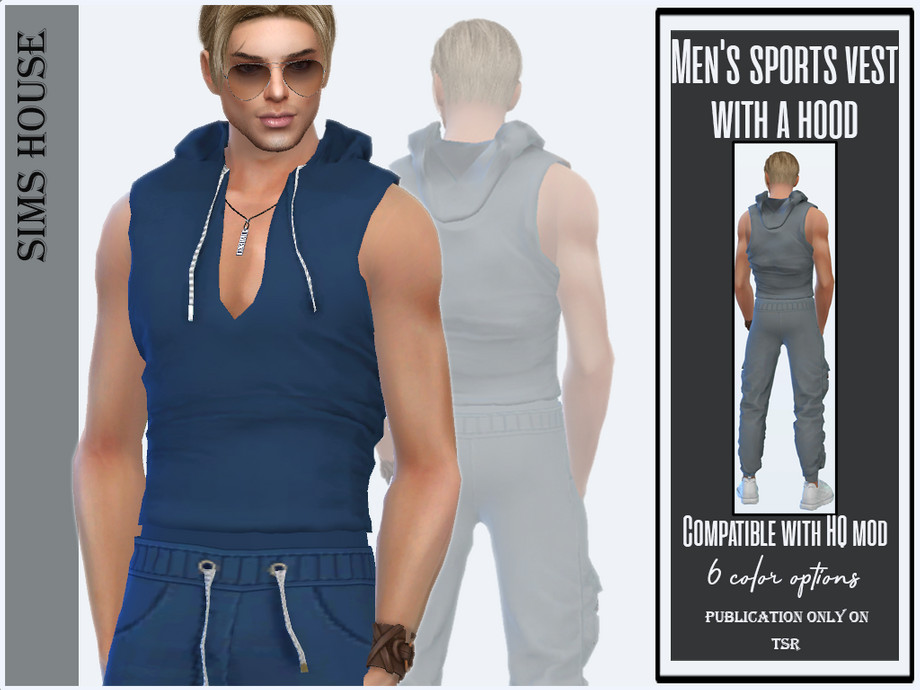 The Sims Resource - Men's sports vest with a hood