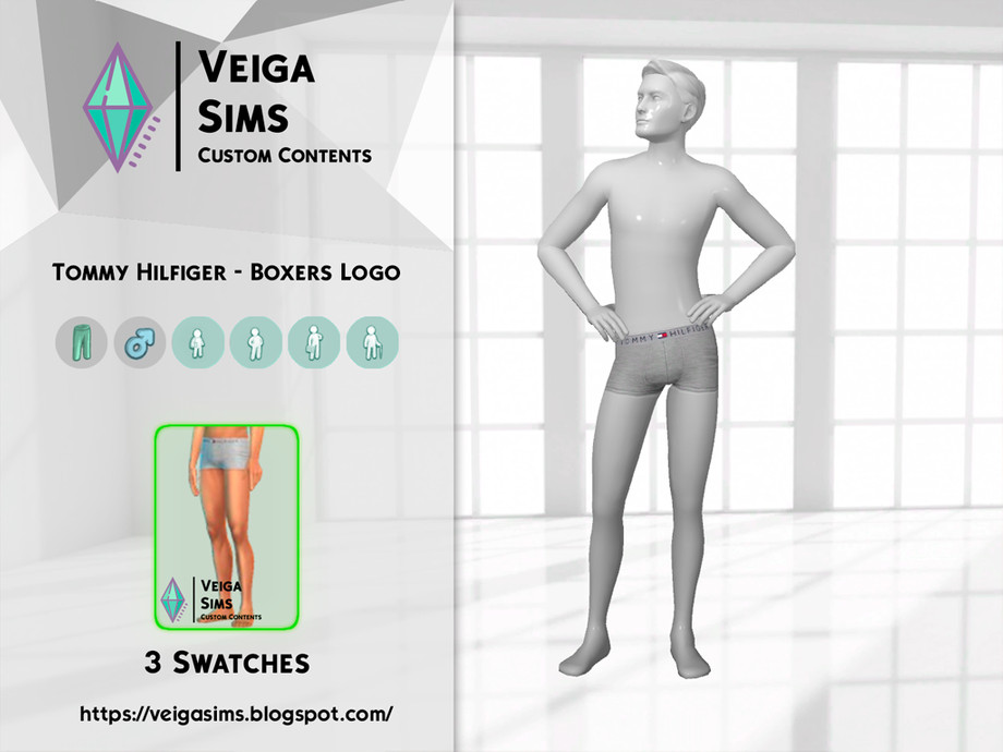 The Sims Resource - Tommy Hilfiger - Boxers Logo