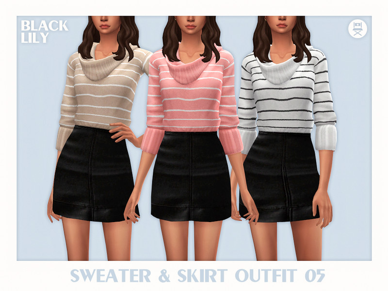 The Sims Resource - Sweater & Skirt Outfit 05