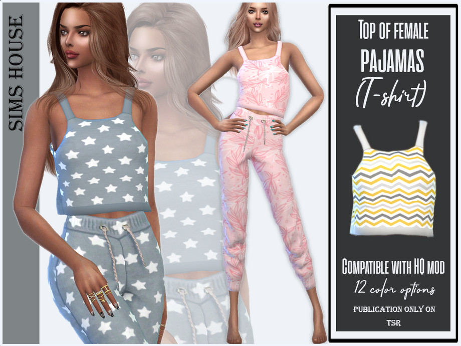 The Sims Resource - Top of female pajamas (T-shirt)