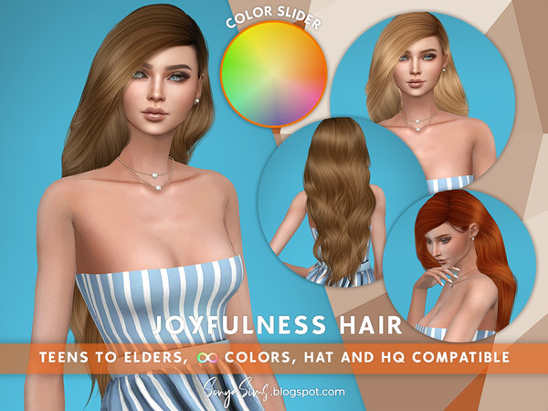 The Sims Resource - SonyaSims Joyfulness Hair (COLOR SLIDER RETEXTURE)