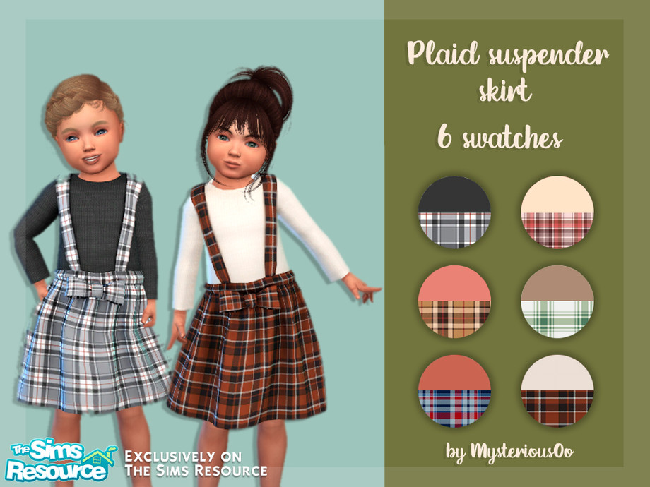 The Sims Resource - Plaid suspender skirt