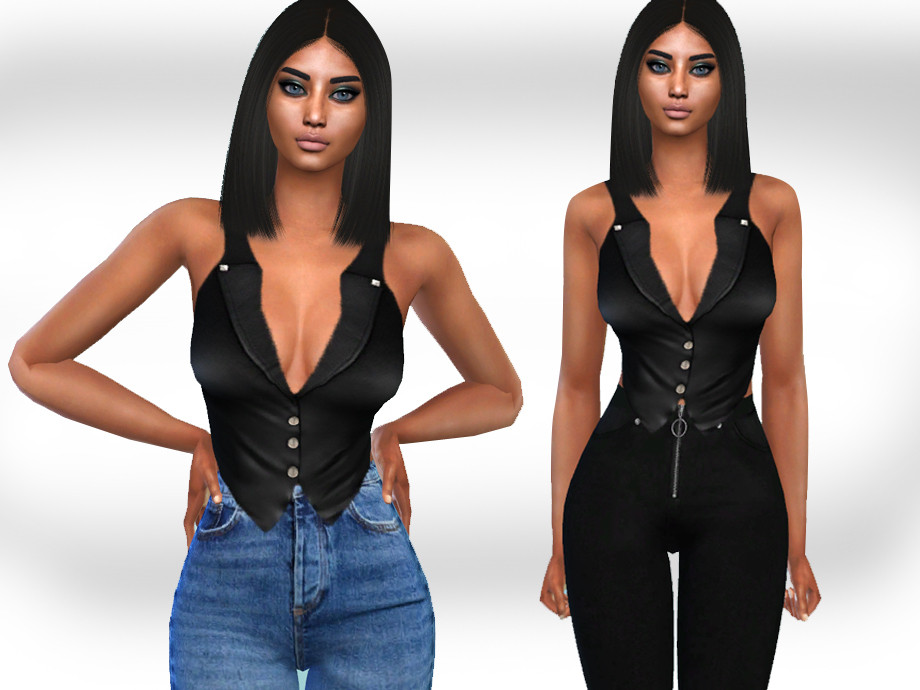 The Sims Resource - Female Black Vest