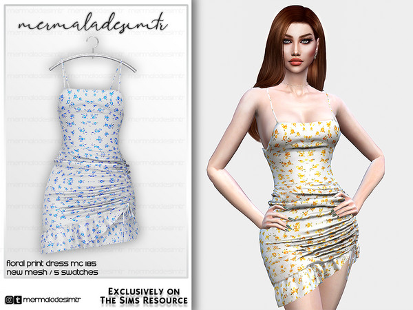 The Sims Resource - Floral Print Dress MC185
